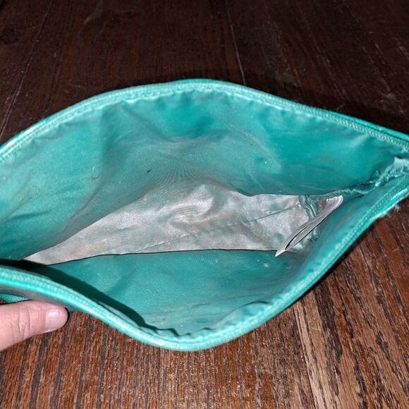 Elizabeth Arden New York Teal Zip Top Cosmetic Make Up Bag Clutch - Picture 6 of 6